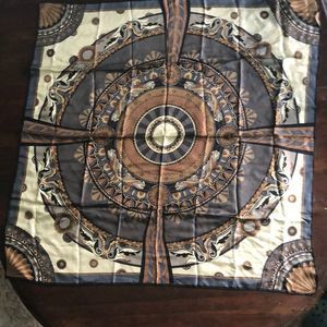 Perry Ellis square scarf/ grey/brown/bronze/cream/black